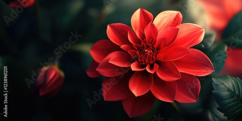 Vibrant Red Dahlia Flower