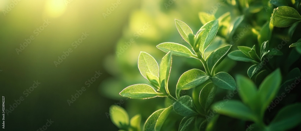 Obraz premium Lush Green Leaves Basking in Sunlight: A Serene Nature Scene