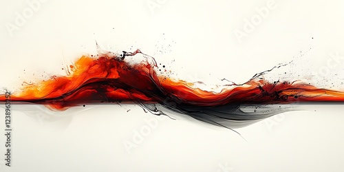A vibrant splash of red paint dynamically splatters against a clean white background creating an energetic, A dynamic, textured brushstroke of vibrant red paint on a white background, symbolizin