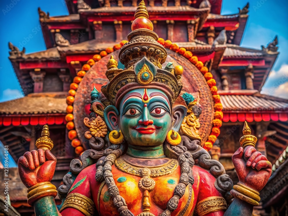 Hindu Shrine Statue in Bhaktapur, Durbar Square, Nepal Hindu Shrine Statue in Bhaktapur, Durbar Square, Nepal