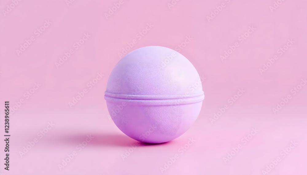 Fototapeta premium Lavender Bath Bomb on Pink Background Spa Product