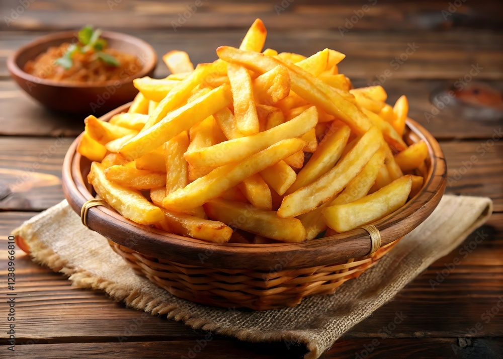 Freshly cooked hot chips food french fries Freshly cooked hot chips food french fries