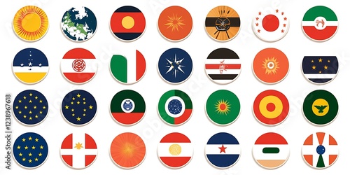 set of medals, Set of gold banner label ribbons with white background. Generated by artificial intelligence.