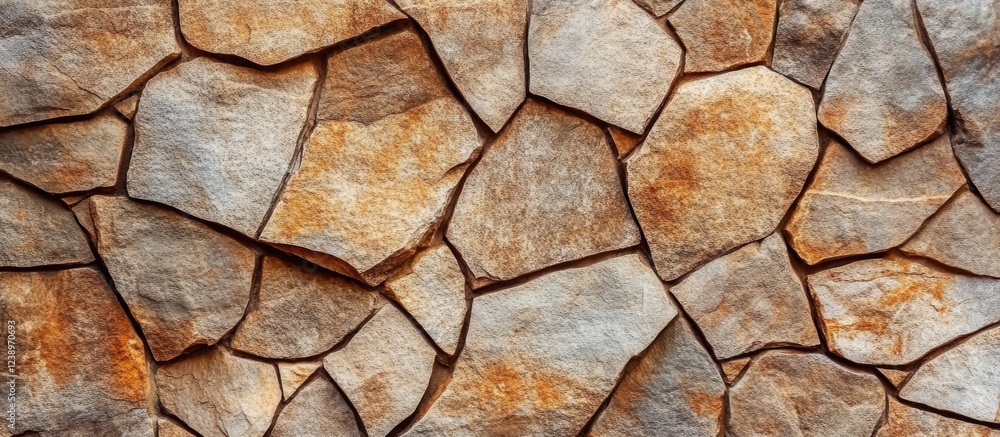Textured wall of irregularly shaped natural stone pieces with earthy tones and visible aging details, suitable for background use. Copy Space Textured wall of irregularly shaped natural stone pieces with earthy tones and visible aging details, suitable for background use. Copy Space