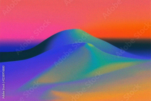 Abstract Vivid Grainy Gradient Background, Mountains landscape 