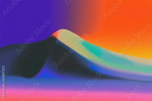 Abstract Vivid Grainy Gradient Background, Mountains landscape 
