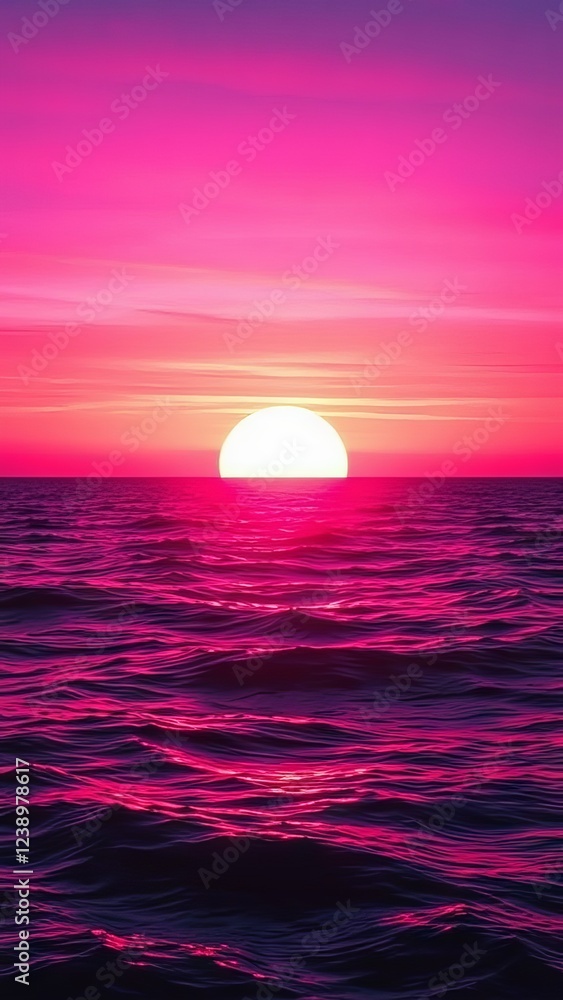 Stunning Pink Sunset Over the Ocean � Soft Pastel Background Stunning Pink Sunset Over the Ocean � Soft Pastel Background