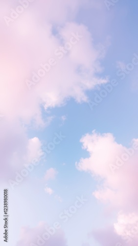 Delicate Pastel Sky with Fluffy Clouds � Gentle Light Background