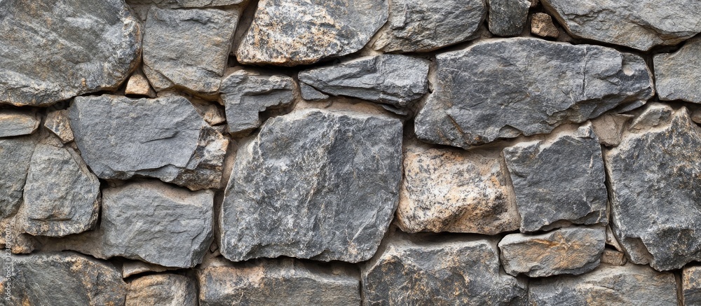 Textured gray stone wall with irregular shapes and sizes of stones arranged closely together. Copy Space Textured gray stone wall with irregular shapes and sizes of stones arranged closely together. Copy Space