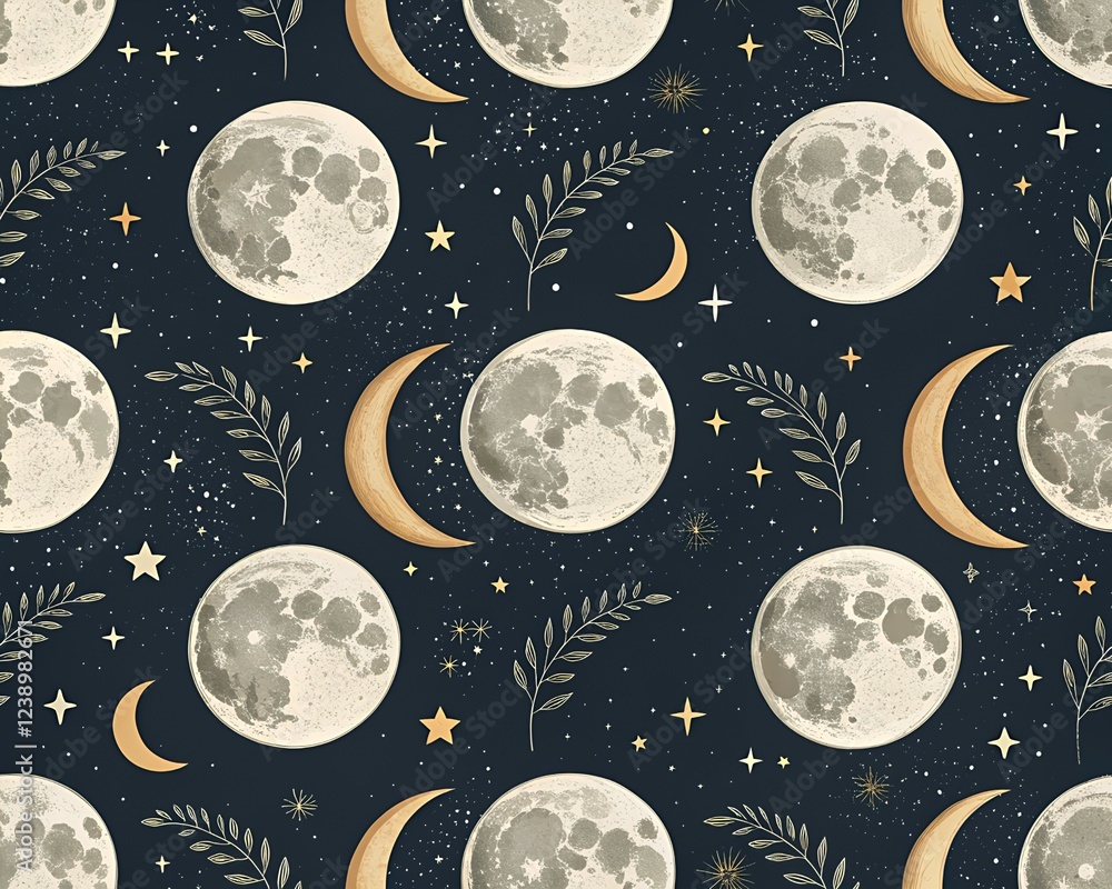 Naklejka premium seamless pattern with moon and stars