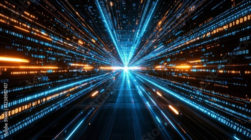 Futuristic Digital Highway High-Speed Data Stream