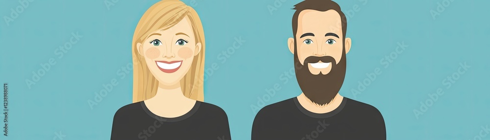 Smiling couple portrait, teal background, website use Smiling couple portrait, teal background, website use