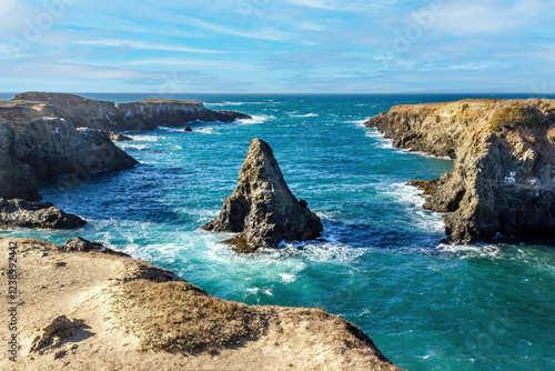 Pictuesque rock in the Pacific ocean on the Californian coast photo