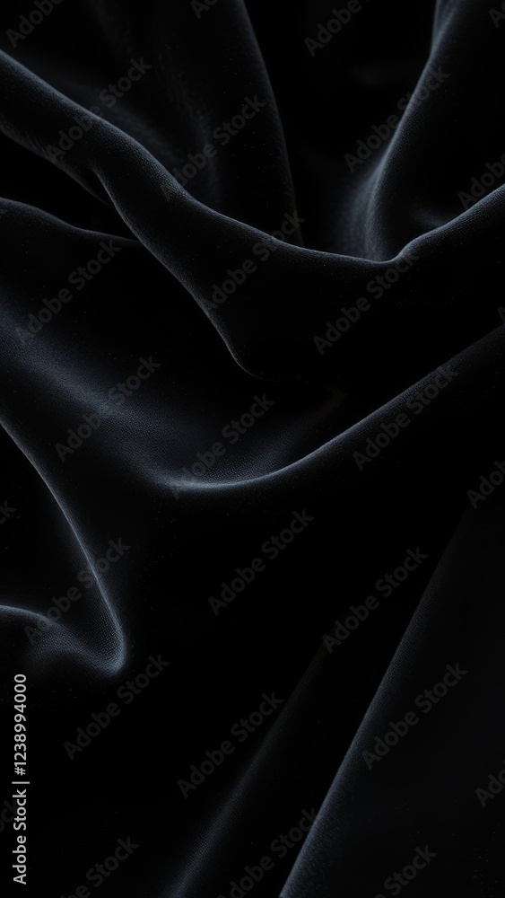 Fototapeta premium Deep Black Velvet Fabric Texture � Luxe Cloth Background