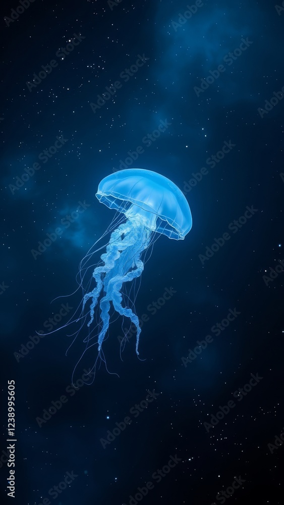 Glowing Jellyfish in the Deep Ocean � Ethereal Marine Background Glowing Jellyfish in the Deep Ocean � Ethereal Marine Background