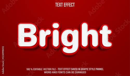 Red Bright 3d editable text effect style
