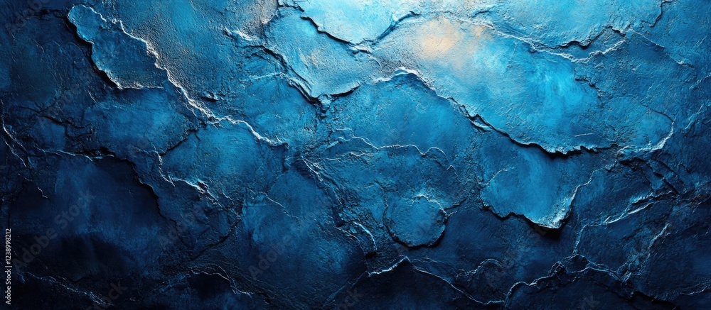 Fototapeta premium Abstract blue textured background with layered surface and copy space for text placement
