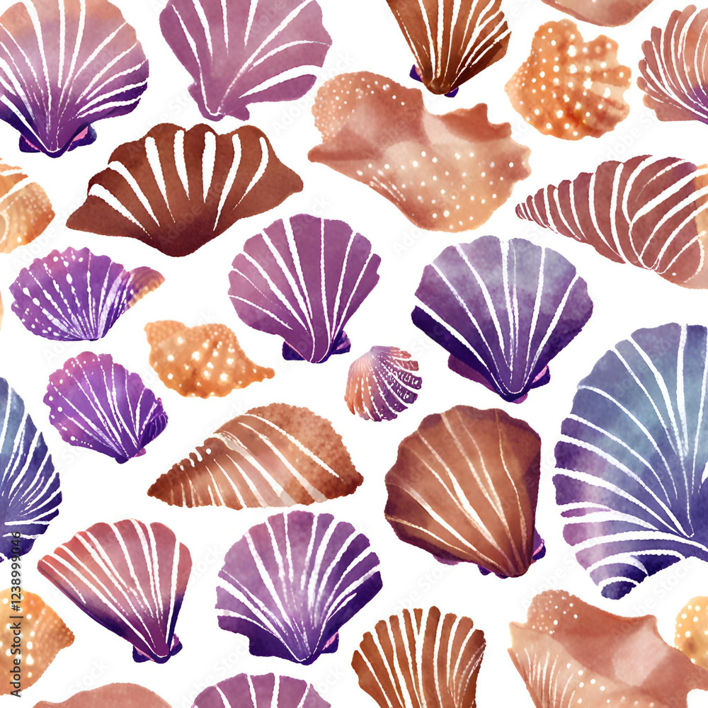 seamless background with shells seamless background with shells