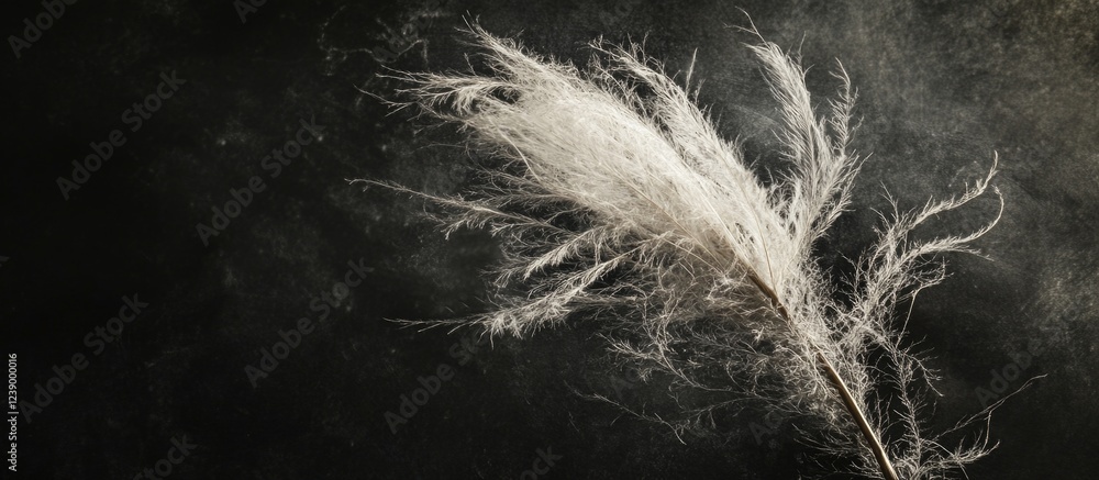 Fluffy pampas grass on dark background with copy space for text or design elements Fluffy pampas grass on dark background with copy space for text or design elements