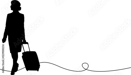 silhouettes of woman with suitcase . air hostess illustration vector silhouette eps1