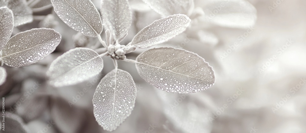 Close-up of dew-covered light green leaves with soft focus background and natural textures Copy Space Close-up of dew-covered light green leaves with soft focus background and natural textures Copy Space