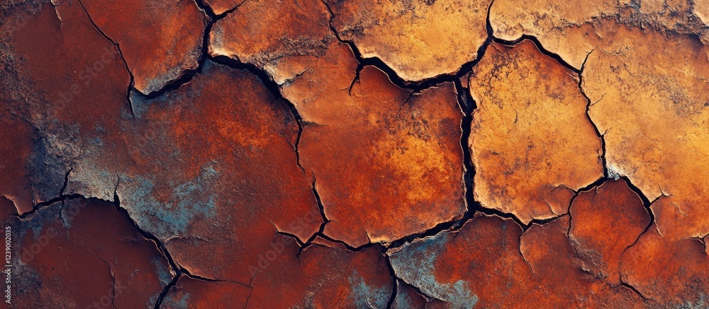 Cracked and Weathered Surface with Rich Earthy Tones and Texture Ideal for Background Use Copy Space Cracked and Weathered Surface with Rich Earthy Tones and Texture Ideal for Background Use Copy Space