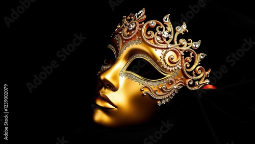 Wallpaper Mural Exquisite Golden Masquerade Mask � Regal Festive Background Torontodigital.ca