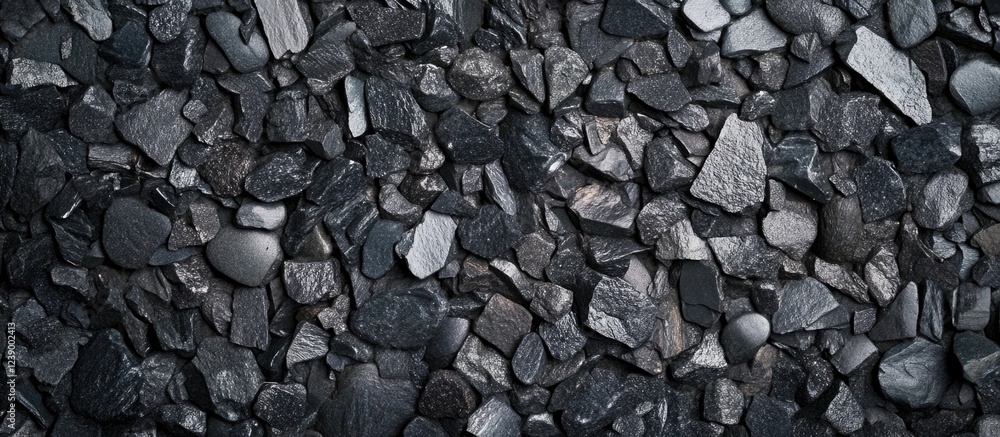 Black gravel texture background with various shapes and sizes of stones suitable for design use; Copy Space available. Black gravel texture background with various shapes and sizes of stones suitable for design use; Copy Space available.