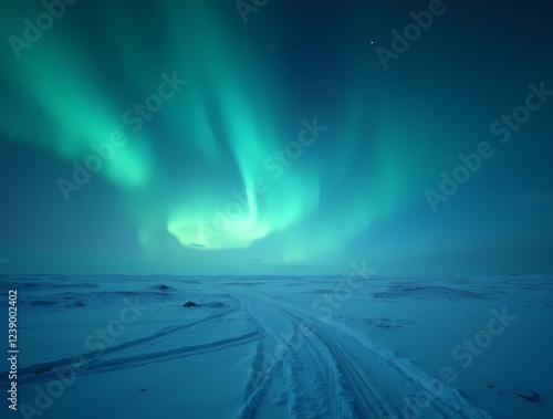Wallpaper Mural An arctic desert where the sky is illuminated by the northern lights. There is only snow and ice around, but this emptiness has its own magic Torontodigital.ca