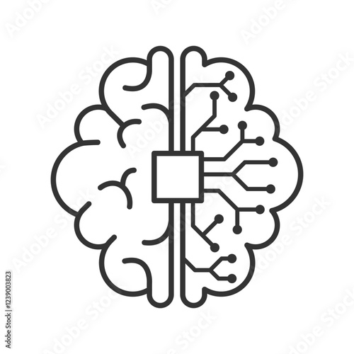 Artificial intelligence digital brain icon. Human brain processor circuit and cybernetic brain. Icon element for application and web. Vector illustration.