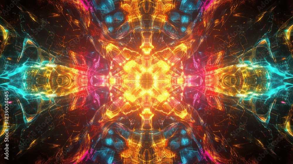 Obraz premium Abstract glowing symmetrical pattern. Background of lines. Use as a backdrop or texture