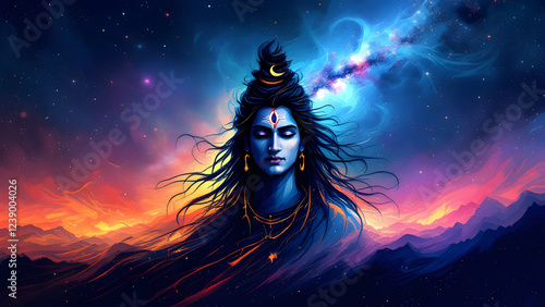 Lord Shiva  painting Minimalist brush