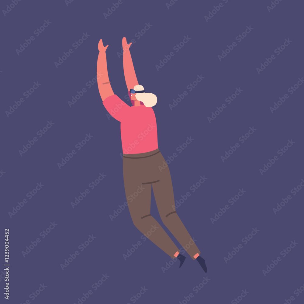 Fototapeta premium Female Character Deep Immersion into Cyberspace. Metaverse Digital Technology Concept. Woman in VR Glasses And Headset