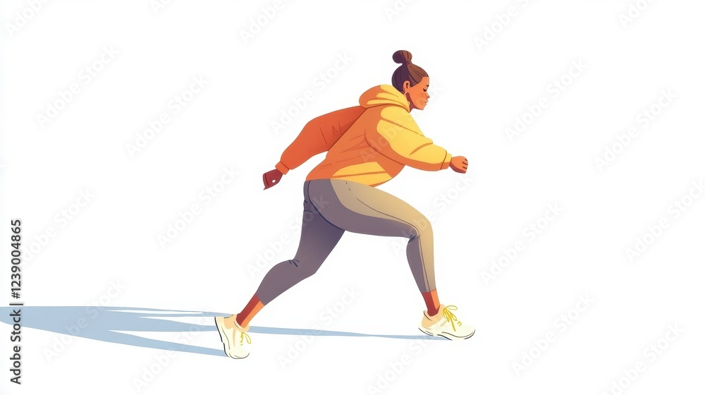 Fototapeta premium Young Woman in Stylish Sweatshirt Running with Determination