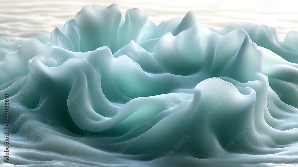 Obraz premium Abstract Teal Fluid Forms Flowing Landscape
