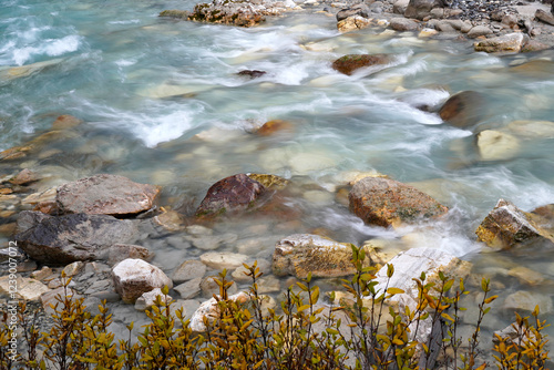 View on a river flowing over stones