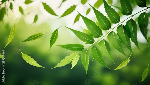 neem leaves are fluttering in the air