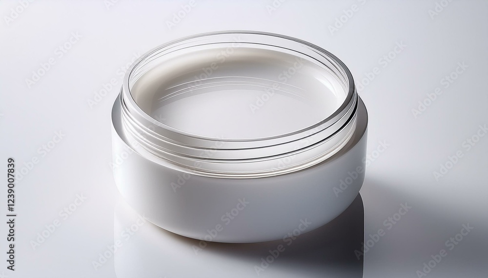 white cosmetic container made of plastic positioned on a crisp white background white cosmetic container made of plastic positioned on a crisp white background