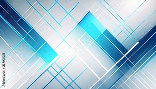 abstract geometric background with glowing lines white and blue squares on a white background