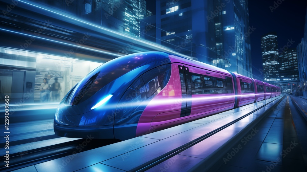 long exposure of futuristic transportation,generation ai illustration long exposure of futuristic transportation,generation ai illustration