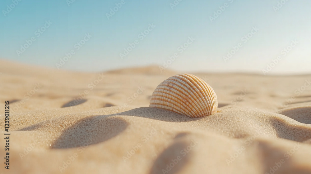 beautiful seashell resting on soft sand, surrounded by serene desert landscape. warm colors and gentle curves of shell contrast with smooth, golden grains of sand, creating tranquil scene beautiful seashell resting on soft sand, surrounded by serene desert landscape. warm colors and gentle curves of shell contrast with smooth, golden grains of sand, creating tranquil scene