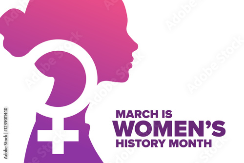 Obraz na płótnie March is National Women’s History Month. Holiday concept. Template for background, banner, card, poster with text. Vector EPS10 illustration. w salonie