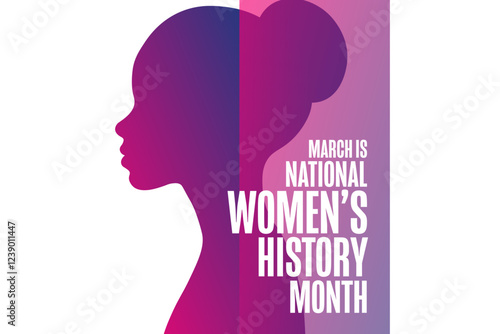 Obraz na płótnie March is National Women’s History Month. Holiday concept. Template for background, banner, card, poster with text. Vector EPS10 illustration. w salonie