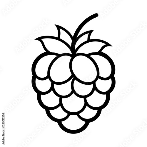Raspberry icon. Minimalist line drawing of a ripe raspberry. Vector illustration