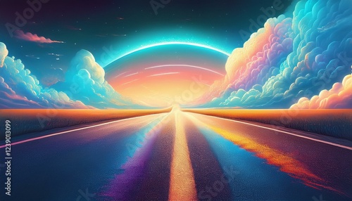 road to sky concept of uncertainty and confusion of future illustration