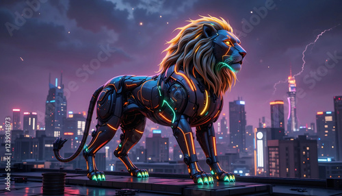 Lion - King of The City created with Generative AI technology