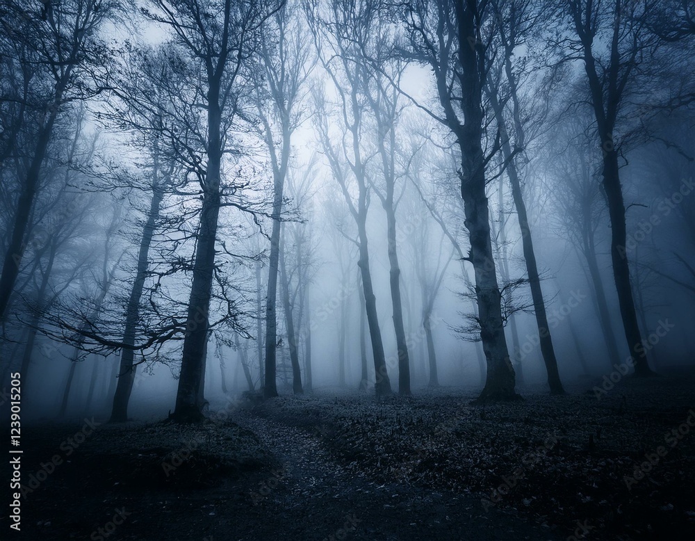 dark forest horror background with fog dark forest horror background with fog