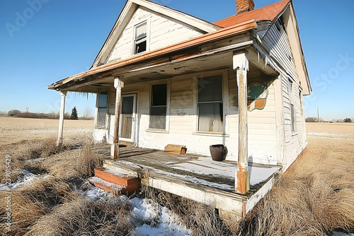 Verlassenes Farmhaus in weiter Landschaft  
 photo