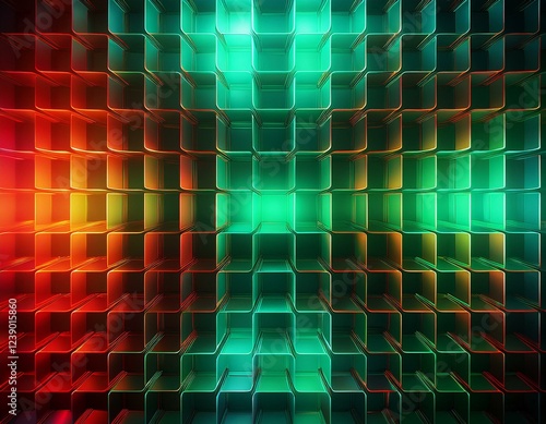 abstract colorful cubes background abstract background of cubes in green and red light