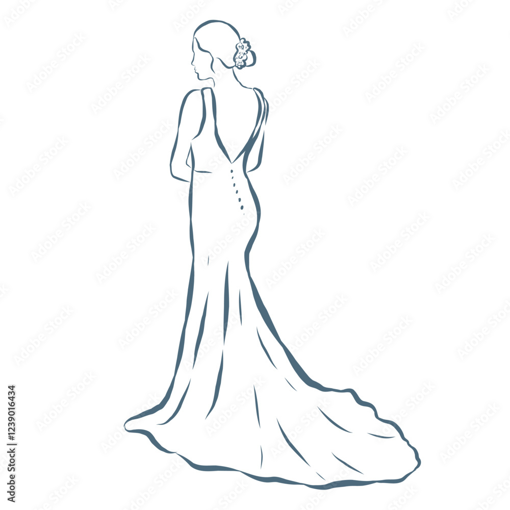 Line Art Illustration of Bride. Vector Graphic. Line Art Illustration of Bride. Vector Graphic.